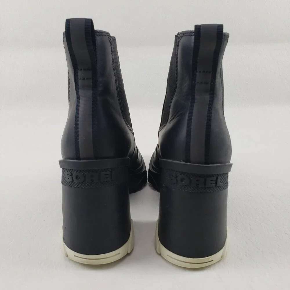 Sorel Brex Chelsea Ankle Boot Womens 8 Black Leather Pull On Waterproof Block - Picture 10 of 13